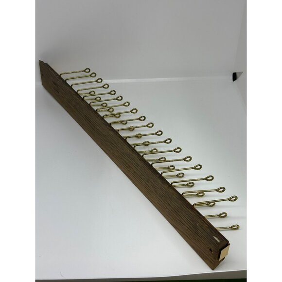 Vintage Mid-Century Walnut & Brass Tie Rack Hanger – 18.5" Organizer - Picture 3 of 7